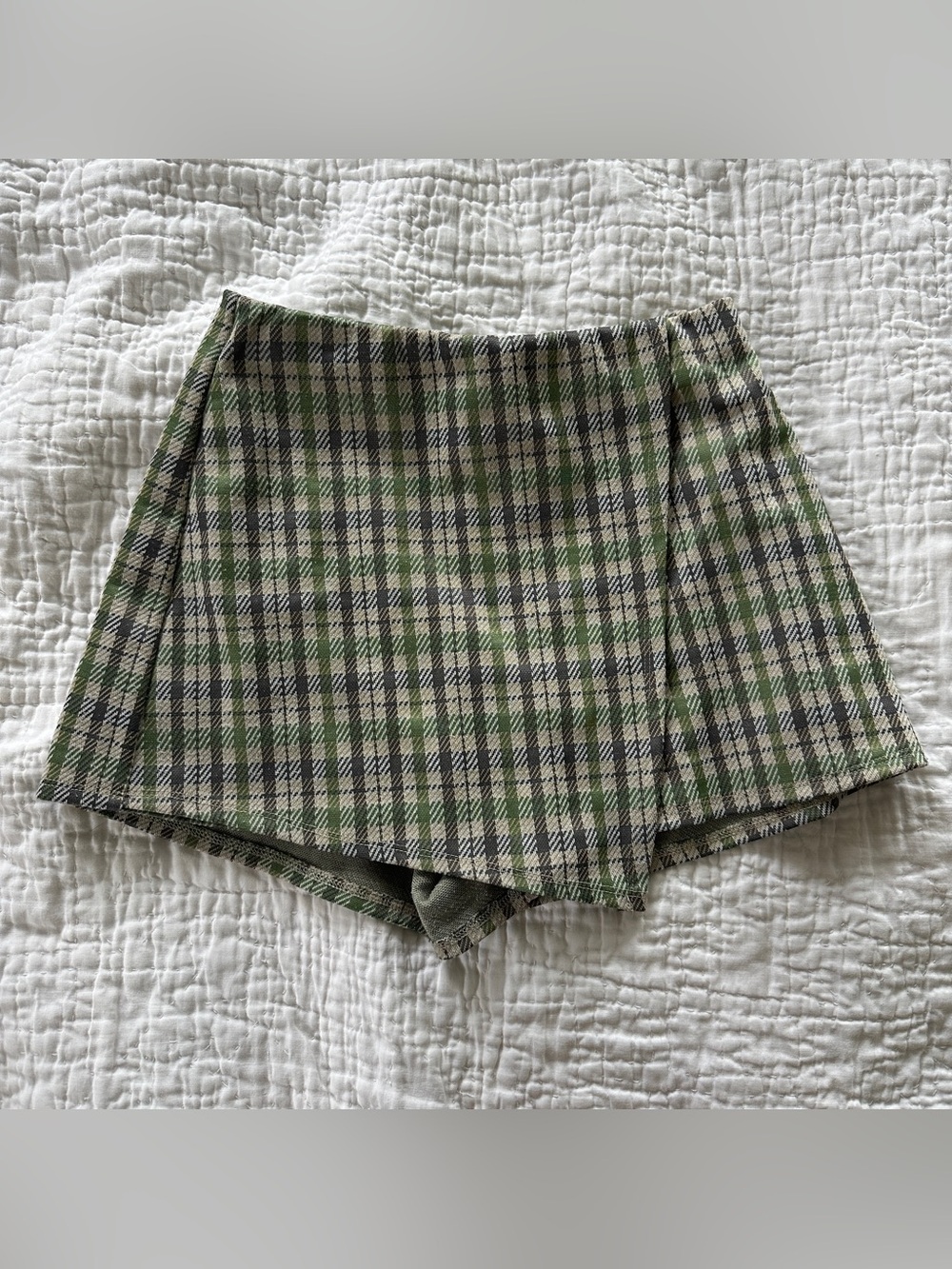 Green Plaid Skort Shorts